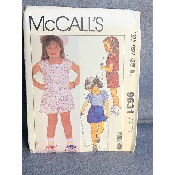 McCall's Girls Top Shorts Sewing Pattern Sz6 9631 - Uncut - Picture 4 of 4